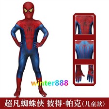 Kids Super Spider-Man Peter Parker Tight Bodysuit w/Mask Cosplay Costume Suit