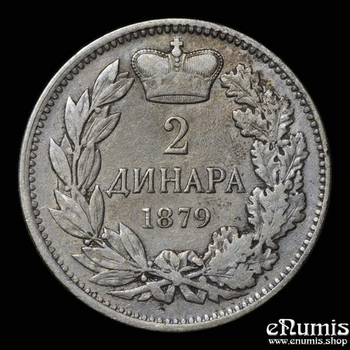 SERBIA, Milán IV, 2 Dinara 1879, en estado bastante bueno+ - Imagen 3 de 6
