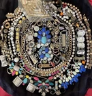 Vintage Costume Jewelry Junk Drawer LOT RHINESTONES Gold Silver tone sequinScrap