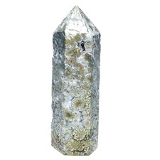 99g New Find Beauty Pyrite Flower Grow With Agate Tower Stone  K576