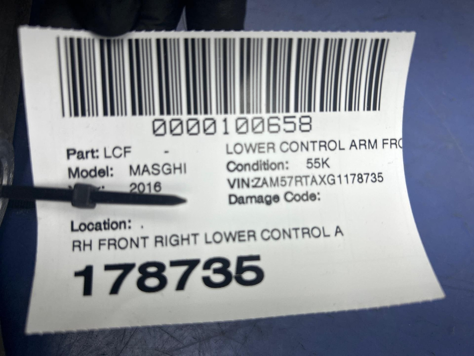 2014-2017 MASERATI GHIBLI M157 OEM FRONT RIGHT LOWER CONTROL ARM *SCRAPED* *55K*