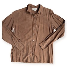 Christian Dior Vintage Silk Button Down Blouse Top Brown Women  s 10 Medium