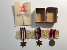 WW2 Medal Trio 1939–45 Star, Defence & War Medals Original Campaign Set & Box