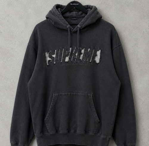 Supreme SS20 Reflective Cutout Hooded Sweatshirt Black