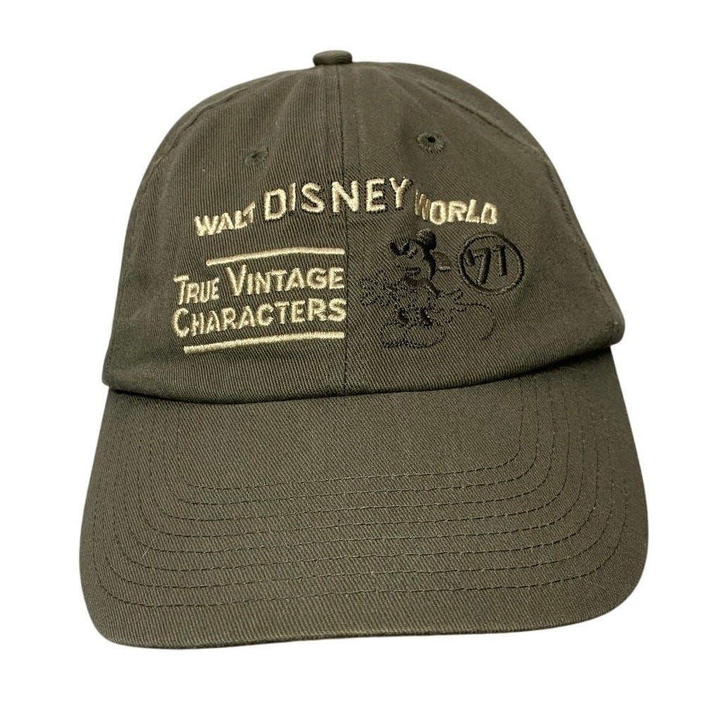Vintage Disney World Characters Adjustable Baseball Cap in Gray Green