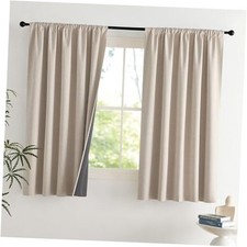Faux Linen 100 Blackout Curtains, 2 Panels 42"W x 63"L Pack of 2 Natural