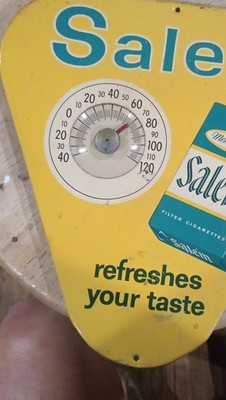 Salem Cigarettes Yellow Teal White Advertising Thermometer Sign