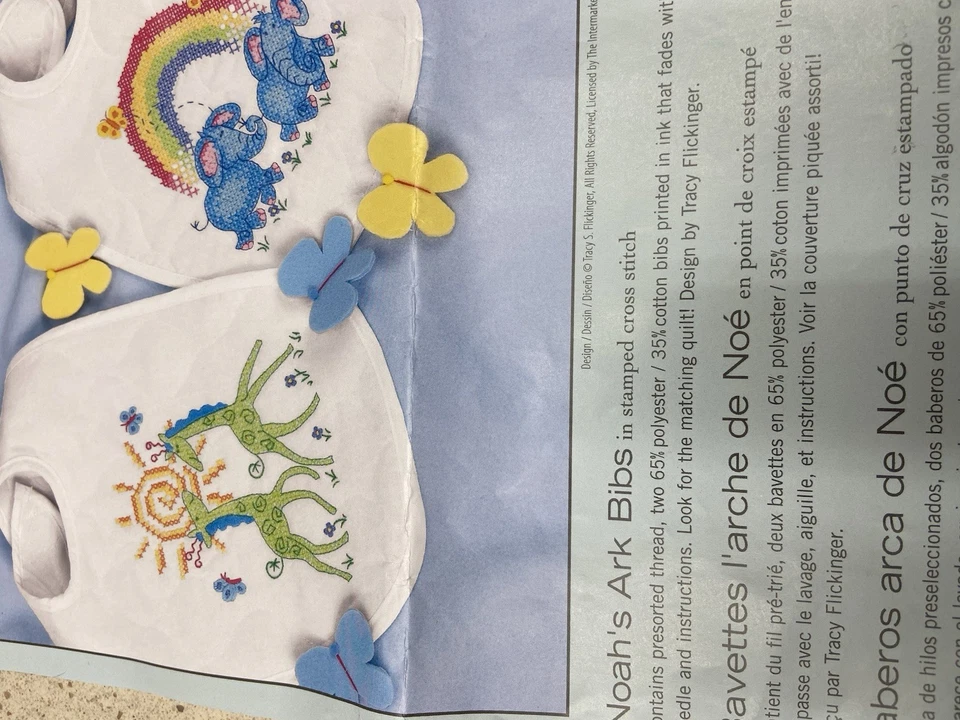 Stamped Cross Stitch Baby Bibs/lot Of 2-Noah’s Ark - Image 4 of 4