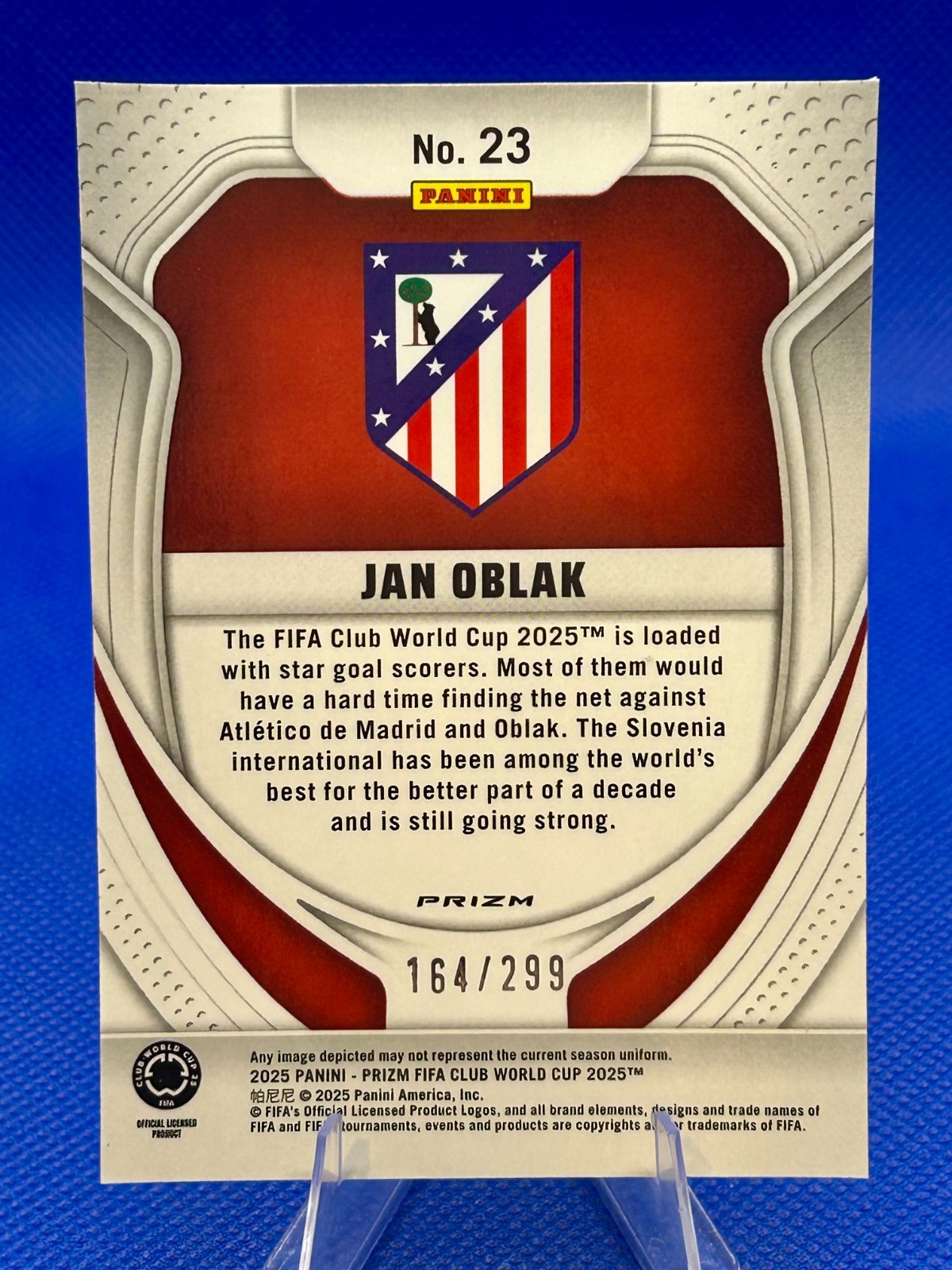 2025 Panini Prizm FIFA Club World Cup Jan Oblak #23 Pink Seismic /299 view 4