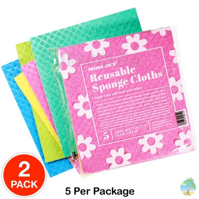 2Pack Trader Joes Reusable Kitchen Sponge Cloths Assorted Colors   10 sponges