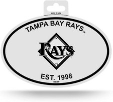 Tampa Bay Rays Black and White Team Logo Oval Sticker Decal, 3.75x5.75 Inch,...