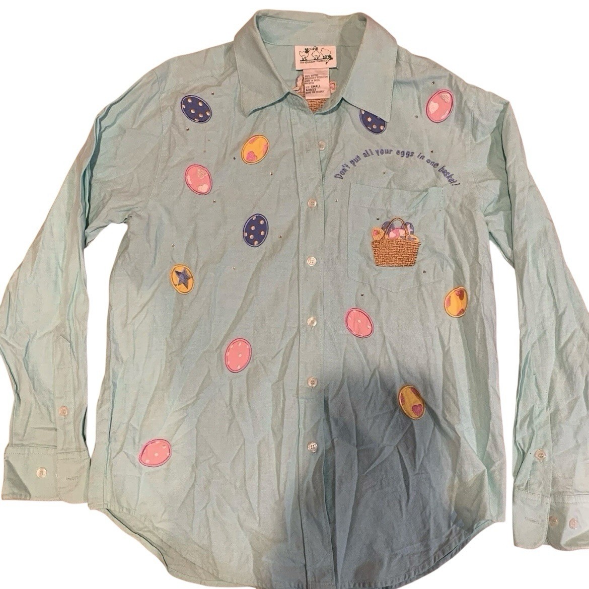 The Quacker Factory Easter Theme Button Up Shirt … - image 1