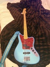 Fender Jaguar Bass Tide Pool Blue and tortoiseshell pick guard  With Flat Wound 