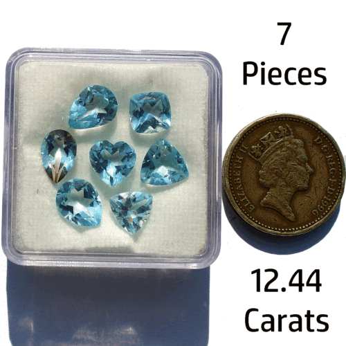VVS 7 Pcs Natural Blue Topaz Untreated 7.1mm-9.4mm Mix Faceted Cut Gemstones Lot - Picture 6 of 12