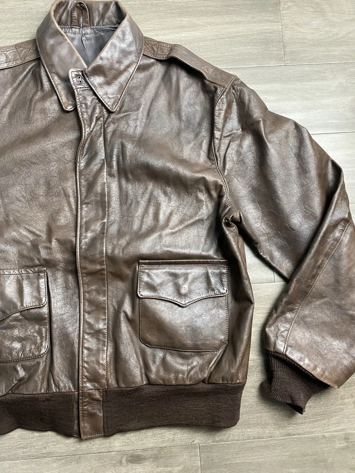 Chaqueta de Vuelo de Cuero Willis & Geiger Tipo A-2 De Colección Talla 42 Ejército de EE. UU. EE. UU. USN Foto 3 de 4