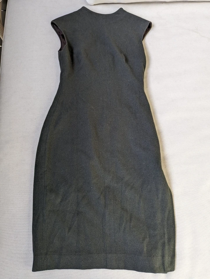 Vestido Charles Chang-Lima Escote Alto Abertura Trasera Sin Mangas Lana Seda 2 S Foto 3 de 4