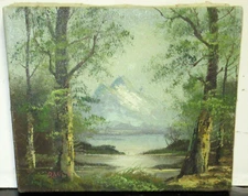 BAVER RIVER SNOW MOUNTAIN ORIGINAL OIL ON CANVAS LANDSCAPE PAINTING