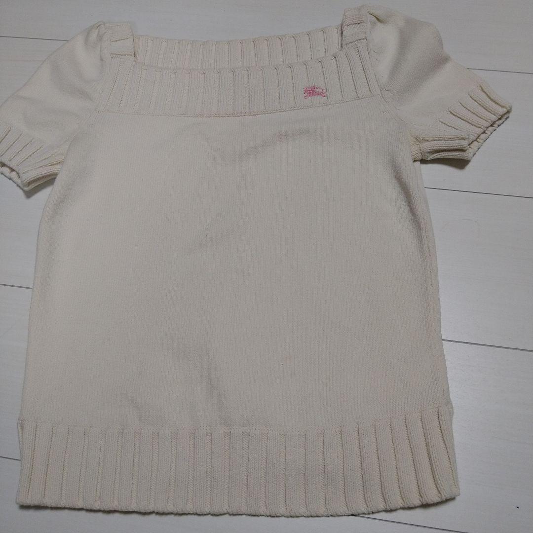 Burberry Blue Label Knit Short Sleeve Top Ivory Size S M Used