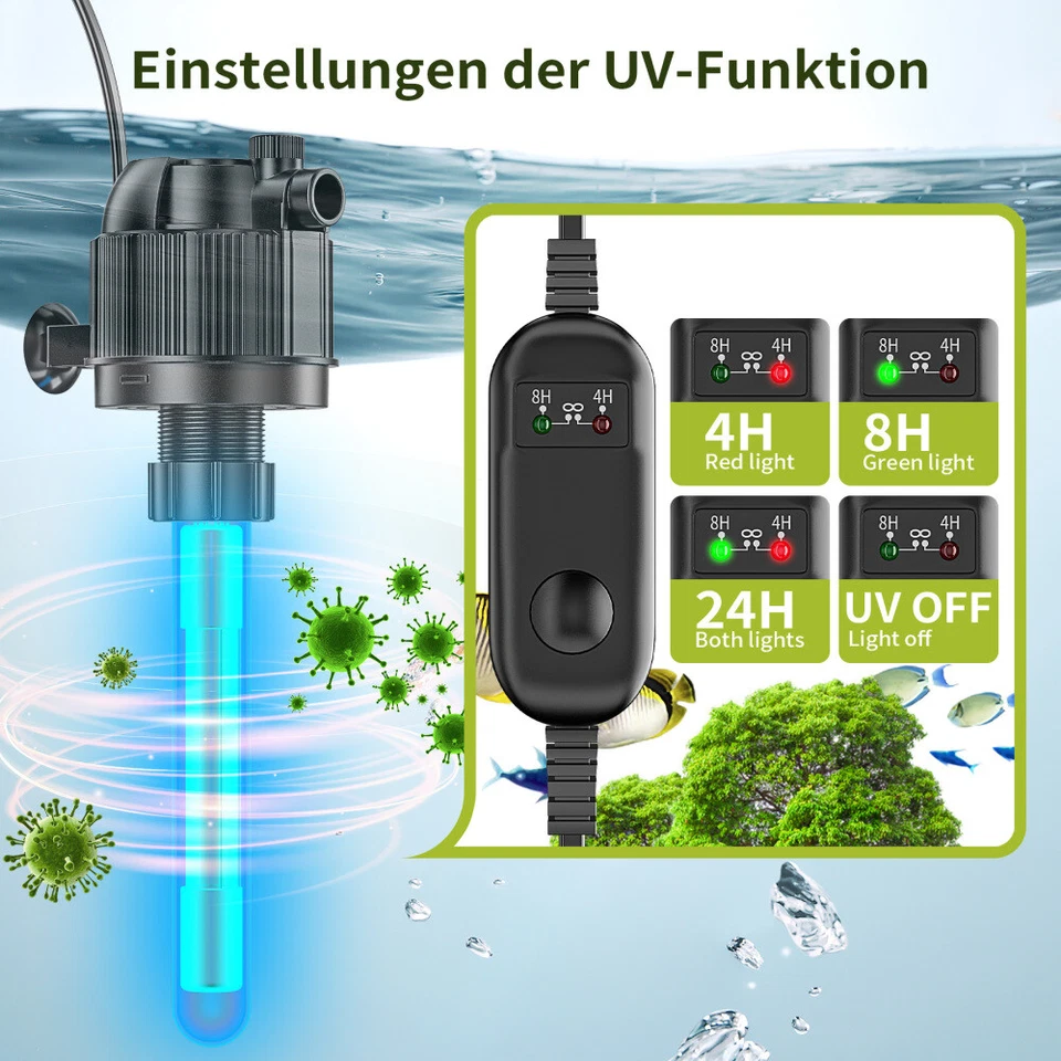Aquarium Innenfilter Filter mit UV 8W Wasserpflege Sauerstoff Aquarienfilter DHL - Bild 3 von 4
