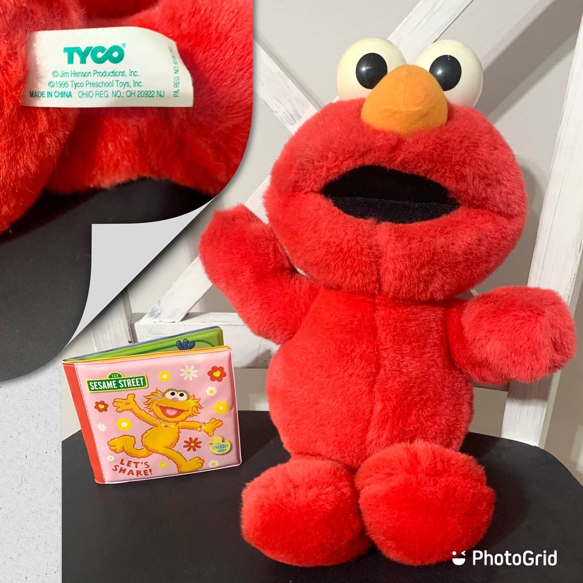 Vintage Tickle Me Elmo Doll Plush Tyco 1995 Sesame Street Stuffed Animal Red