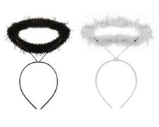 Ladies Halo Angel White Black Xmas Girls Fancy Dress Party Accessory Headband UK