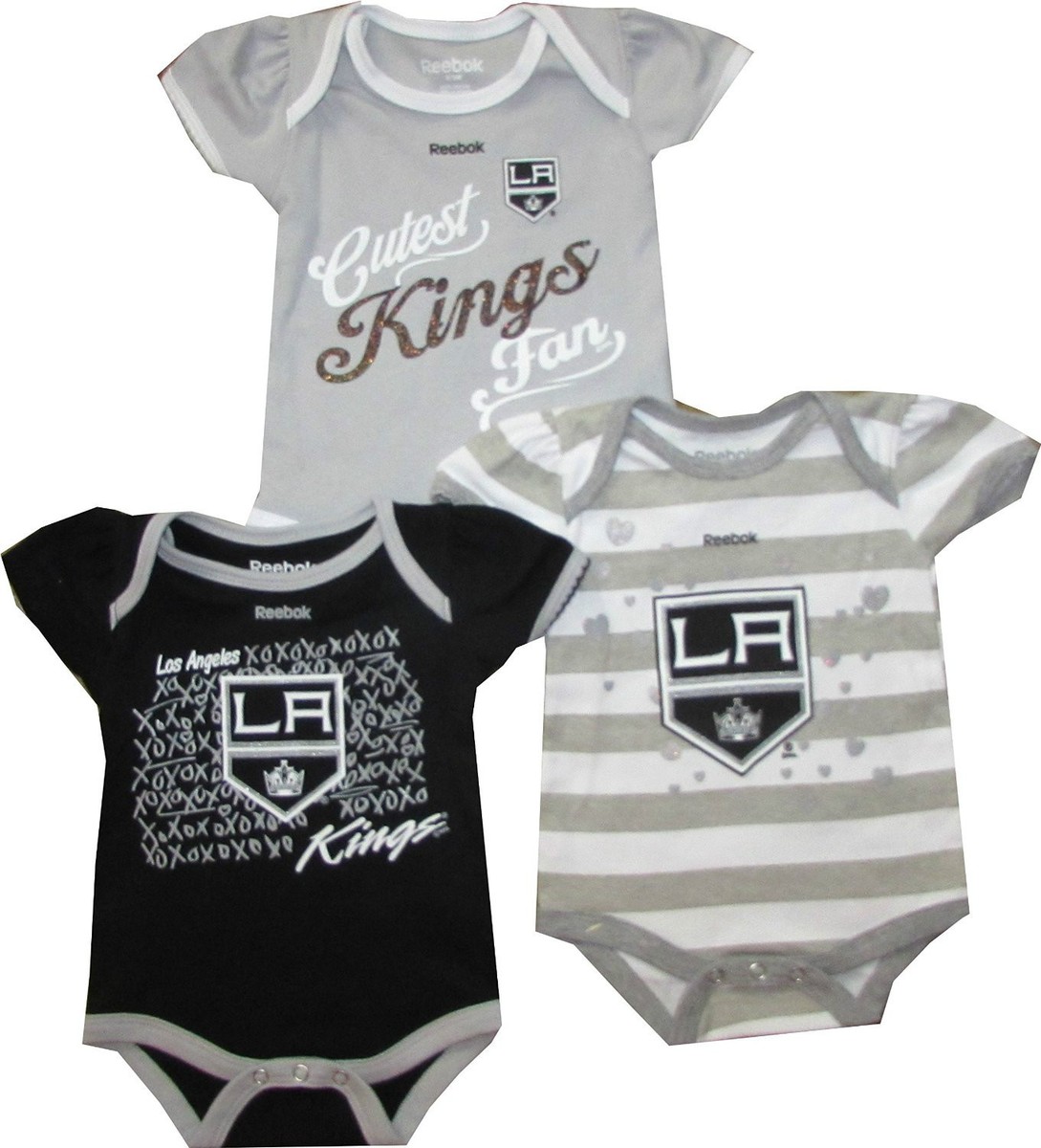 Los Angeles LA Kings 3pc Creeper Bodysuit Set Infant Baby GIRLS Team Color