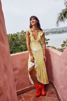 free people she's a waterfall maxi dress Free People She's A Waterfall Maxi Dress Lemon Ice Size 12 NWT $128  OB931409