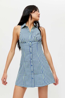 denim halter dress maxi Chic Modest Cotton Denim Halter Tie-Dye Maxi Dress main image 0