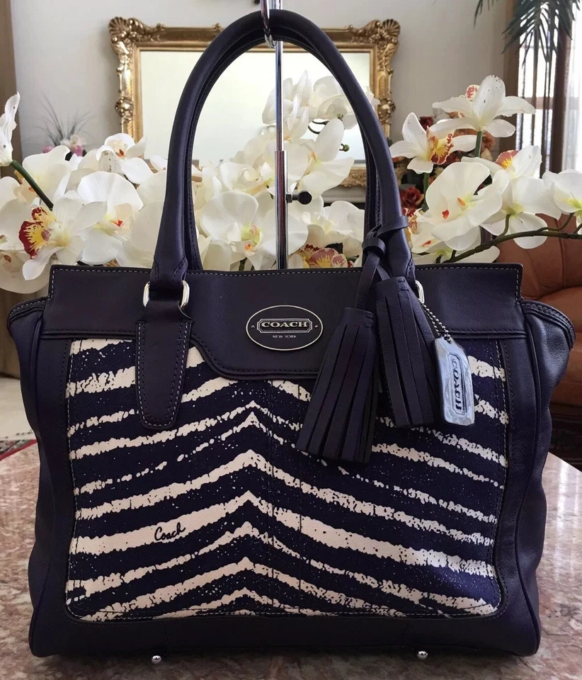 Coach 23409 Legacy Purple Zebra Print Candace Carryall Purse EUC! MSRP $398