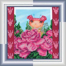 Bead Embroidery Kit "Rose fairy" size 5.9"x5.9" / 15.0x15.0 cm