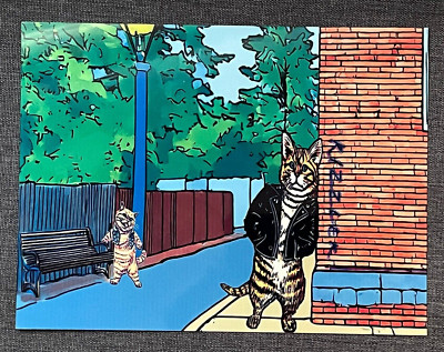 Cat Metal Aluminum Sign 6'' x 8''  Street Cats Artwork Signs Decor