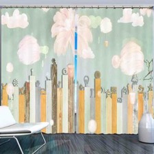 High Low Wooden Pillars 3D Curtain Blockout Photo Printing Curtains Drape Fabric