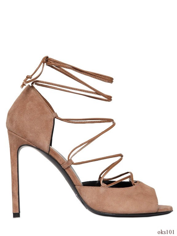 Scarpe Saint Laurent YSL beige pelle scamosciata 40 10 tacchi a stiletto SEXY ""Kate"" nuove $895