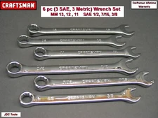 CRAFTSMAN HAND TOOLS 6 PC FULL POLISH  METRIC SAE COMBINATION WRENCH SET