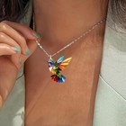 Hummingbird Necklace - Colorful 2D Bird Pendant for Women