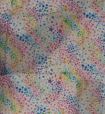 Pastel Stars on White Glittery 100 Cotton Fabric By the Quarter Yard 9" x 44"