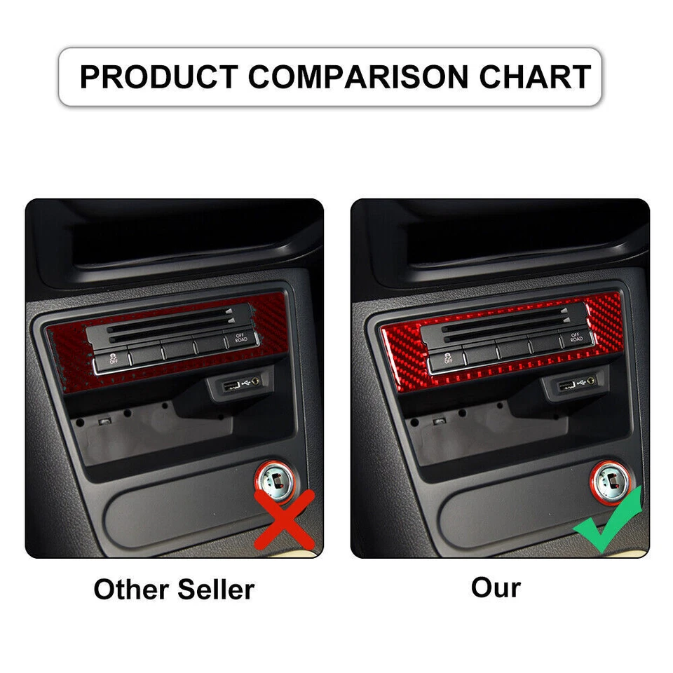 Cuadro de almacenamiento central de fibra de carbono rojo para Volkswagen Tiguan 2013-2017 Foto 3 de 4