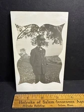 Real Photo Postcard Street Trolley Motorman, Cap Badge, E.S.& W Street Railway?