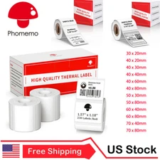 White Square Sticker Label Self-Adhesive Tag Phomemo M110/M220 Lable Paper US