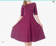 393 Womens Fit N Flair  Career Office Party Plumb Taylored Tea Midi Dress Size 2