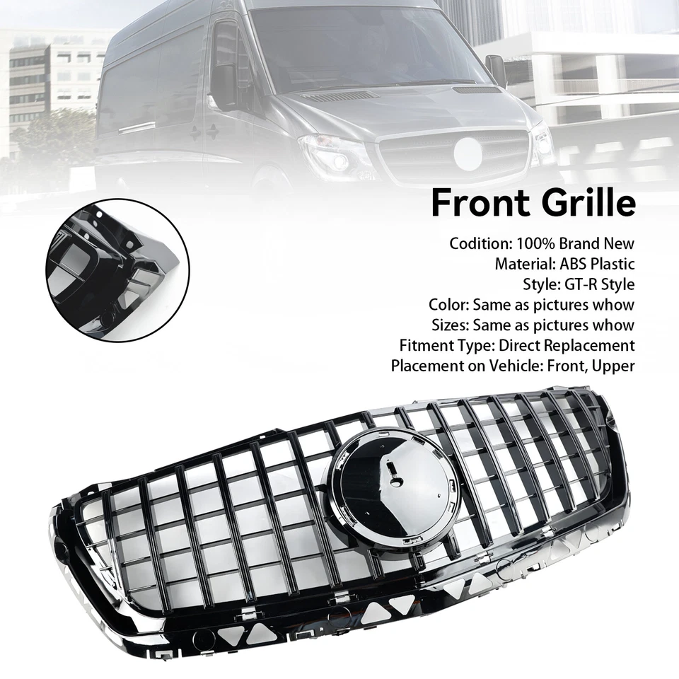 Grille + Star For Mercedes Benz Sprinter W906 14-2018 Black Front Grill - Image 2 of 4