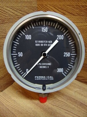 4 1/2'' PERMA-CAL INCONEL X Pressure Gauge 0-300 psi 1/4'' Bite Connection