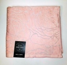 STYLE SANCTUARY LIGHT PINK,ROSE FLOWER DESIGN COTTON+VISCOSE BATH TOWEL