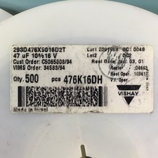 LOT OF 500 NEW VISHAY SPRAGUE 293D476X9016D2T 47 uF 16V 10 D CASE TANTALUM