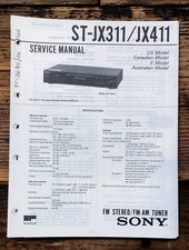 Sony ST-JX311 ST-JX411 Tuner Service Manual Original 