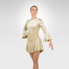 Ice Skating Figure Skating Dress size SMALL adult gold velvet w/glitter