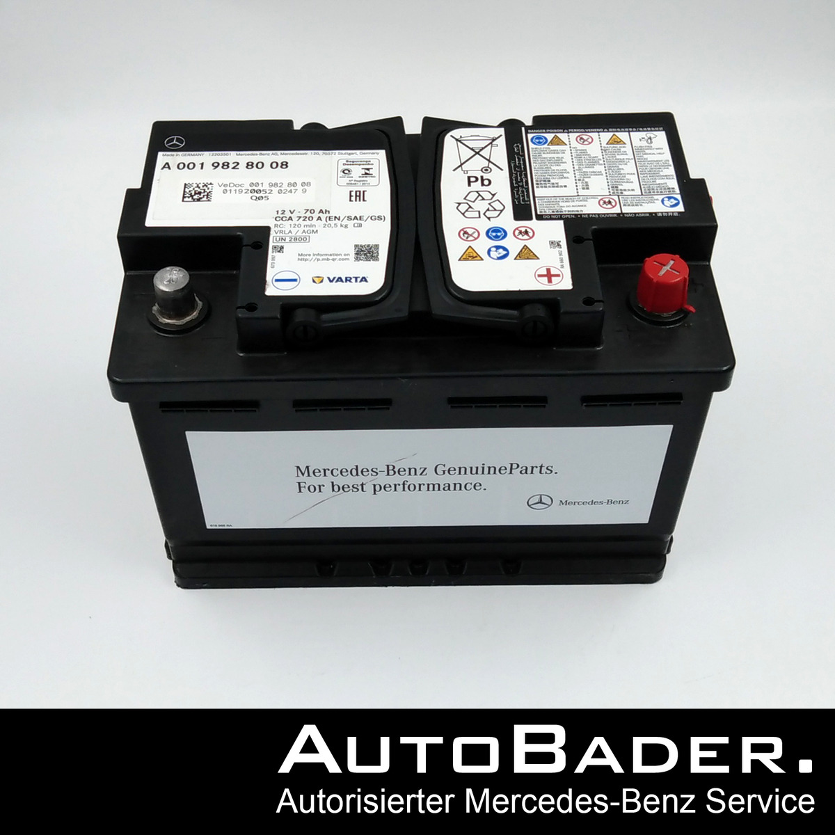 ORIGINAL Mercedes AGM Autobatterie Batterie Starterbatterie 12V 70Ah 0 –  AUTOMOTTO