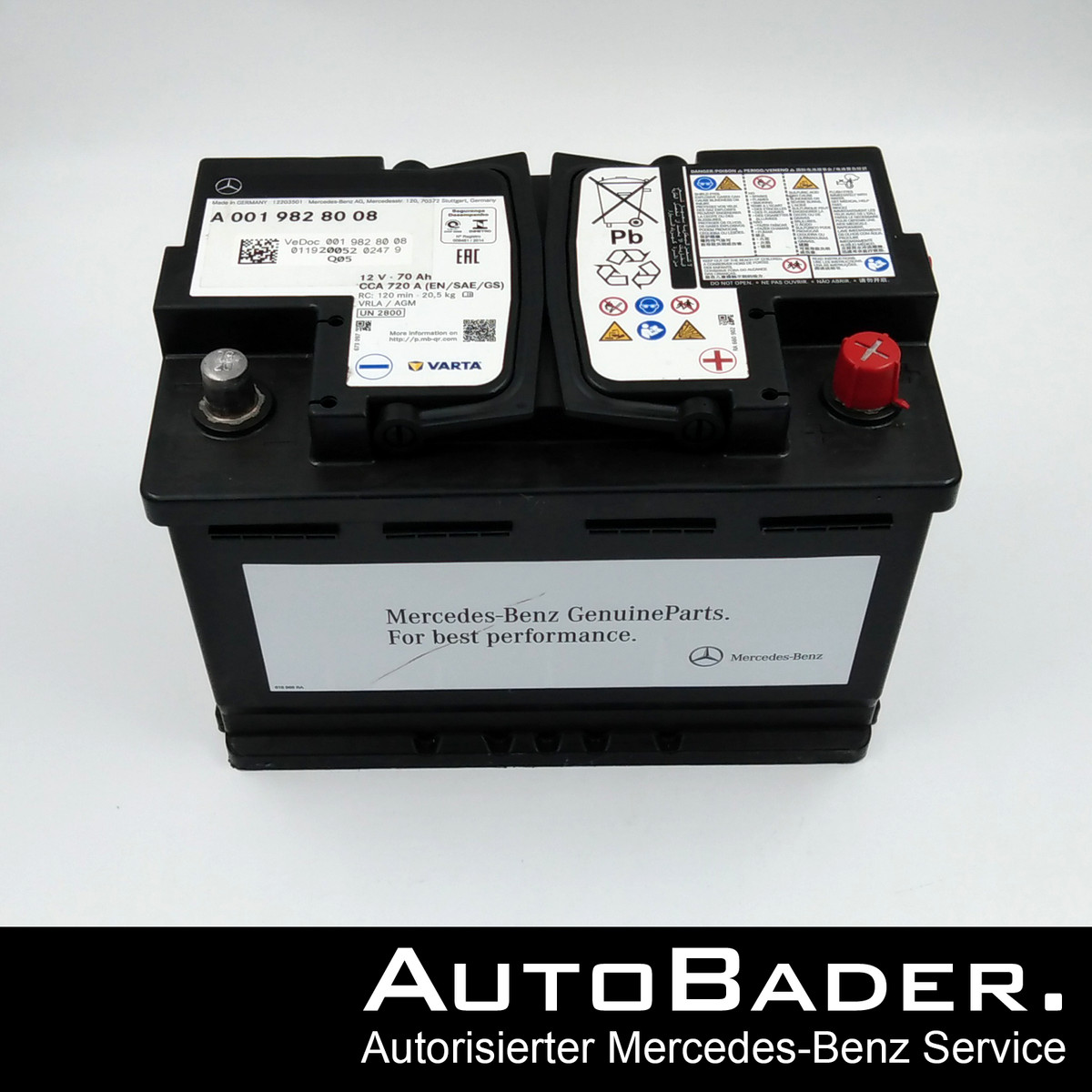 Original Mercedes AGM Autobatterie Starterbatterie Batterie 12V 