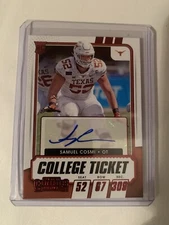 Samuel Cosmi 2021 Panini Contenders Draft Red Foil Auto College Ticket #195 RC