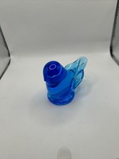 Vintage Large Glass Blue Bird of Happiness Figurine Signed Leo Ward 1995